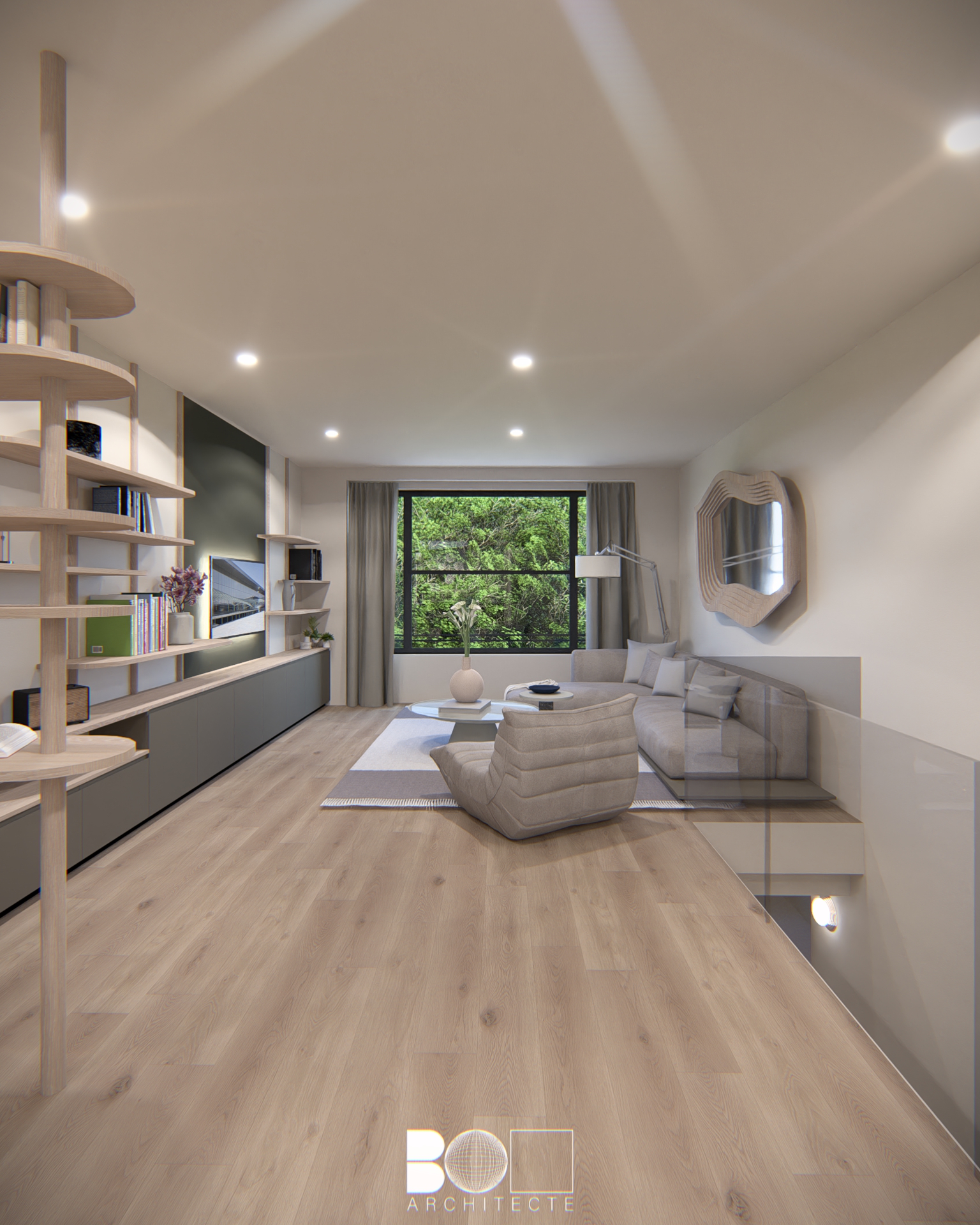 Vue de la cuisine depuis la salle à manger de la maison Charretiers