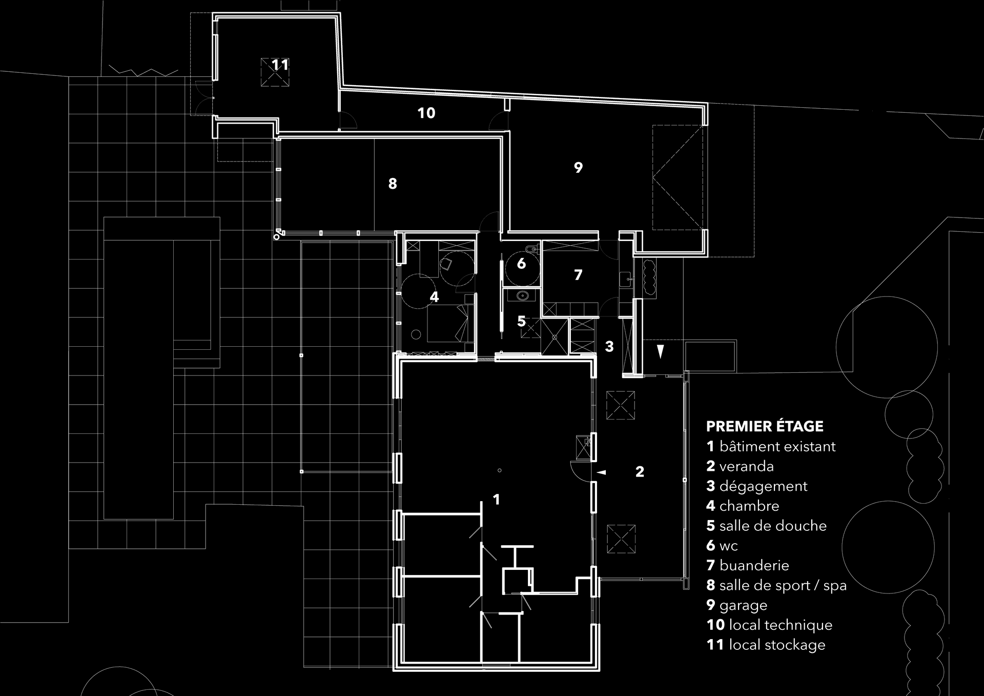 Plan de l'extension de la maison Courtasaule