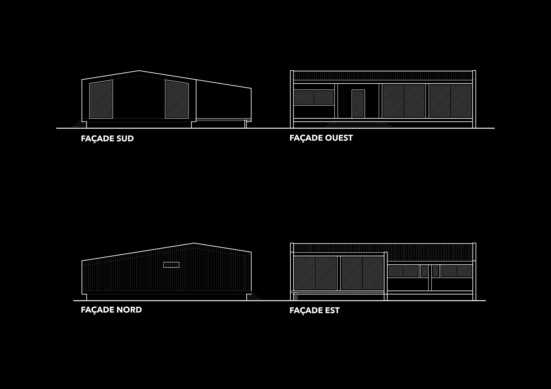 Façades de la maison en auto-construction Chemin du bois